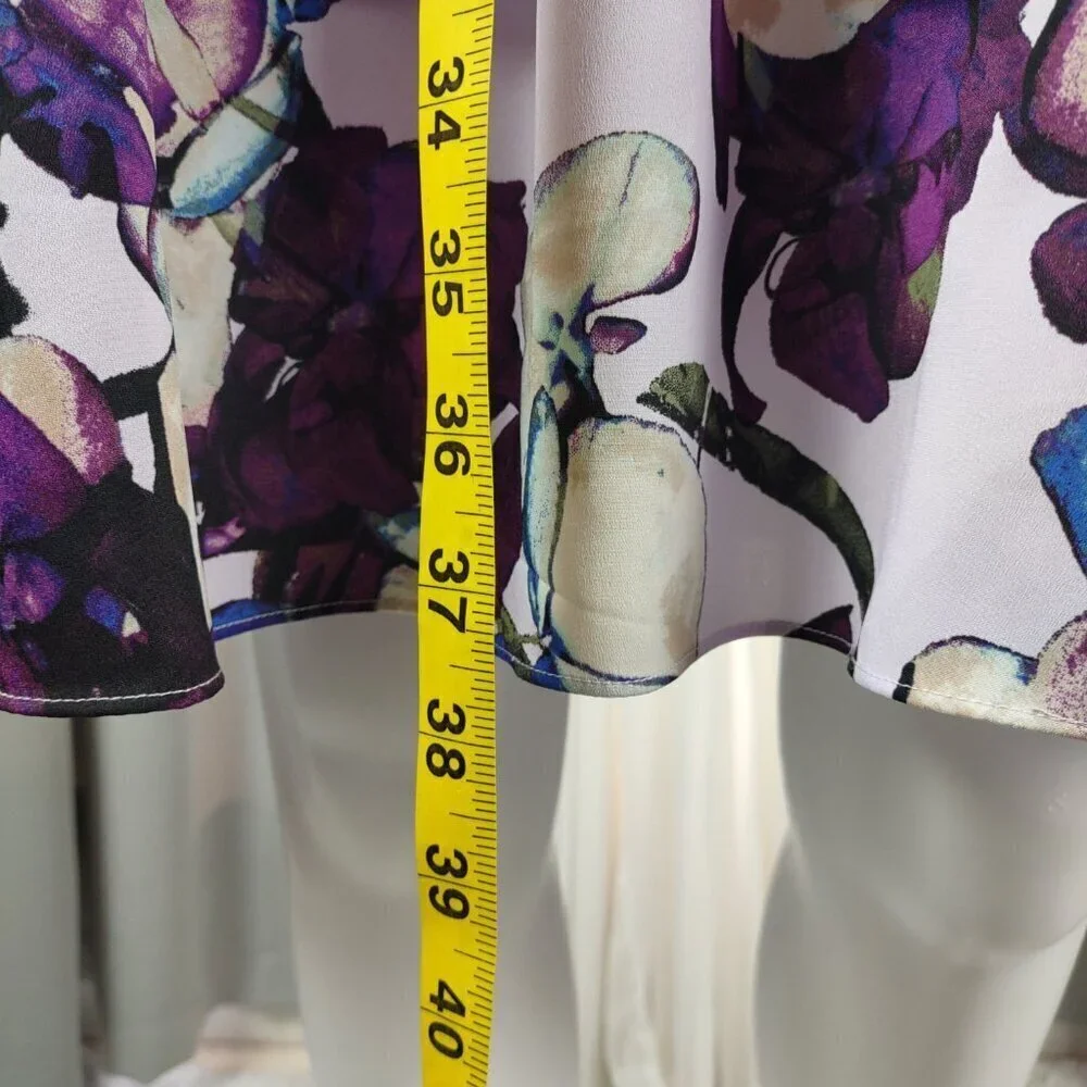 Banana Republic Floral Lilac Sleeveless Tiered A-Line Dress Size 10 Midi Length - Picture 7 of 11